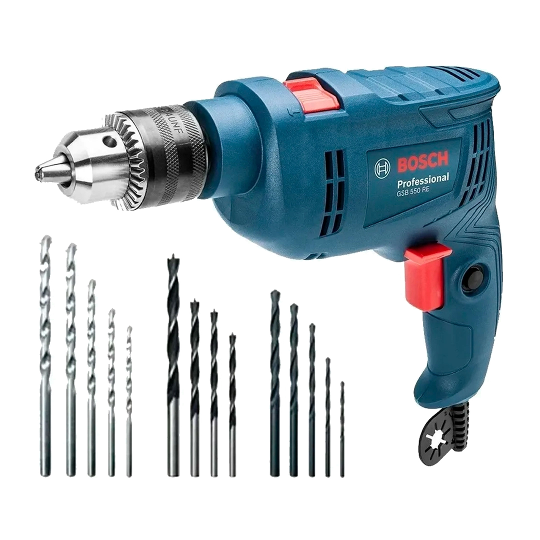 Kit Taladro Bosch GSB 550 + 14 Accesorios