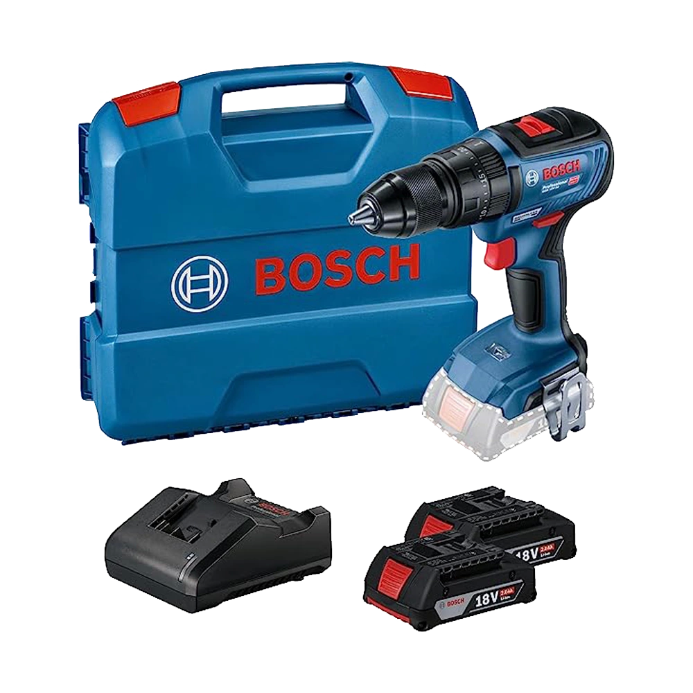 Taladro Percutor Inalambrico Bosch 18V + 2 Baterias 2,0 Ah + Cargador + Maletin