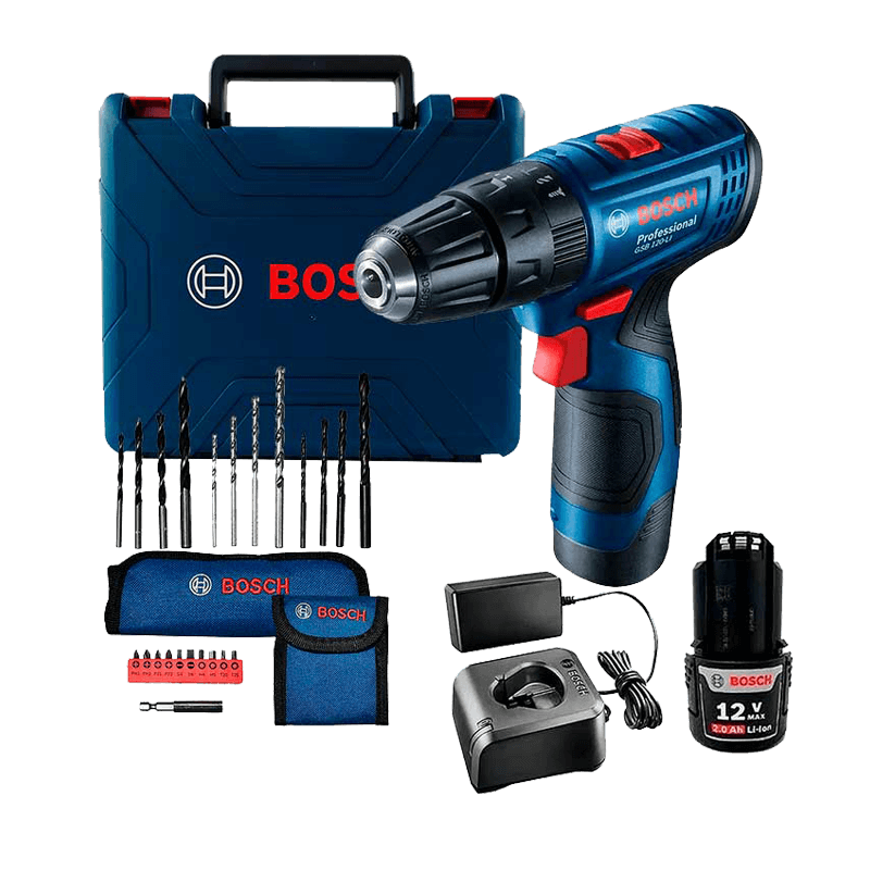 Taladro Percutor Inalambrico Bosch 12v,+2 Baterias,2.0 ah,1500 rpm,Cargador,Maletin