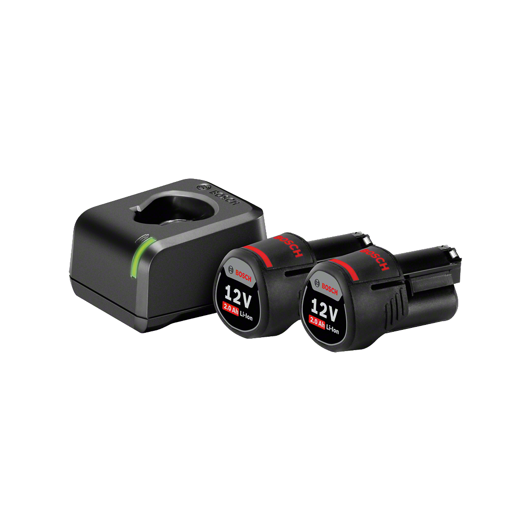 Batería Bosch 12V 2.0Ah GBA X 2Und + Cargador Starter KIT