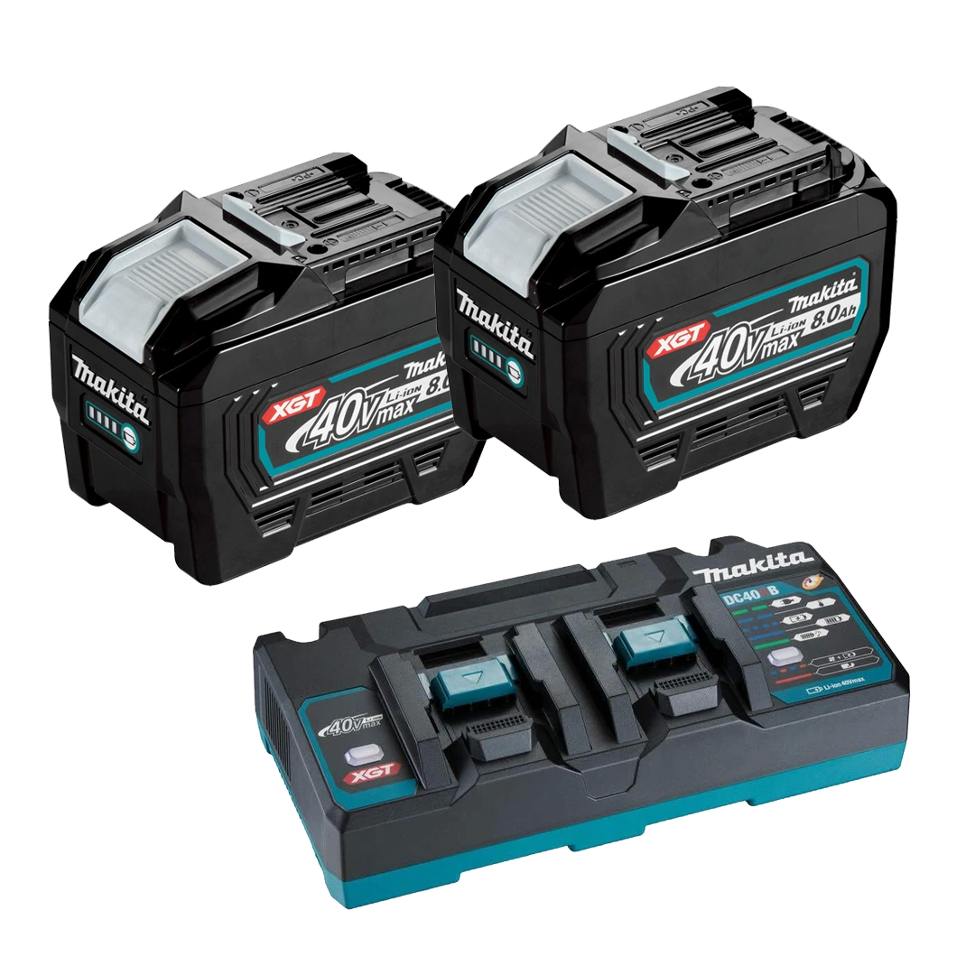 Batería Makita 40V 8.0Ah XGT X2 Und + Cargador Doble BL4080F + DC40RB