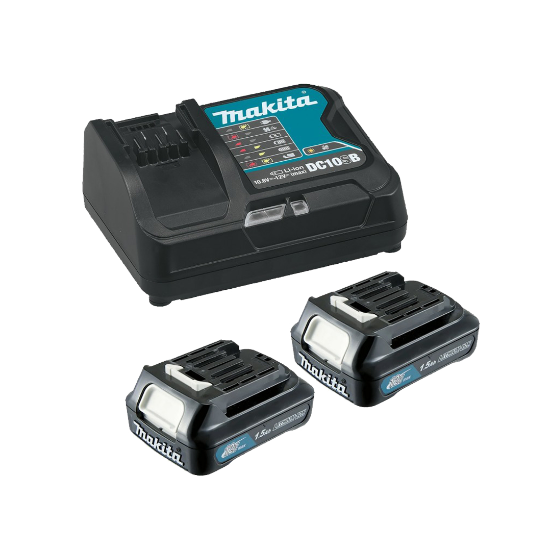 Batería Makita 12V 1.5Ah CXT X2 Und + Cargador BL1016 + DC10WD
