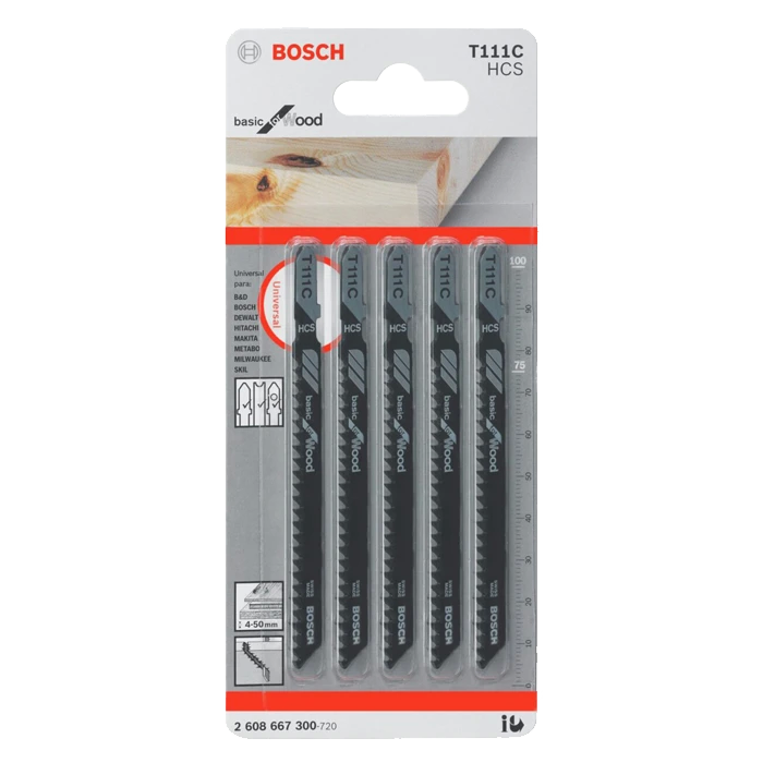 Hoja Caladora Bosch 5 PZ Madera-Enchapes T111c
