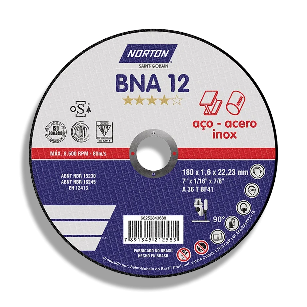Disco de Corte Metal Norton 7" x 1/16" x 7/8" (BNA12-7)