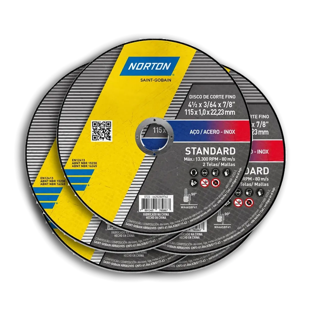 Disco Abrasivo Norton 4½» x 3/64″ x 7/8″ STANDARD Corte Metal 100 Und