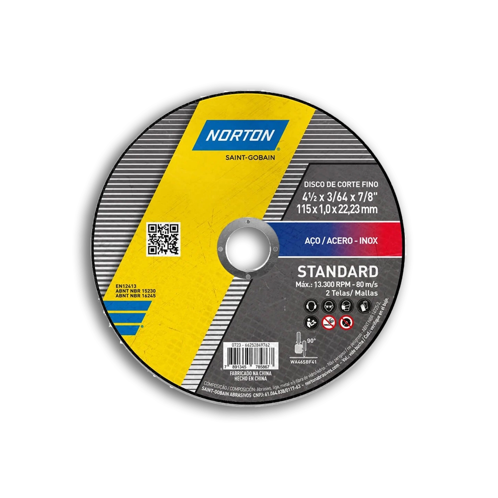 Disco de Corte Metal Norton Standard 4-1/2"x3/64"x7/8"