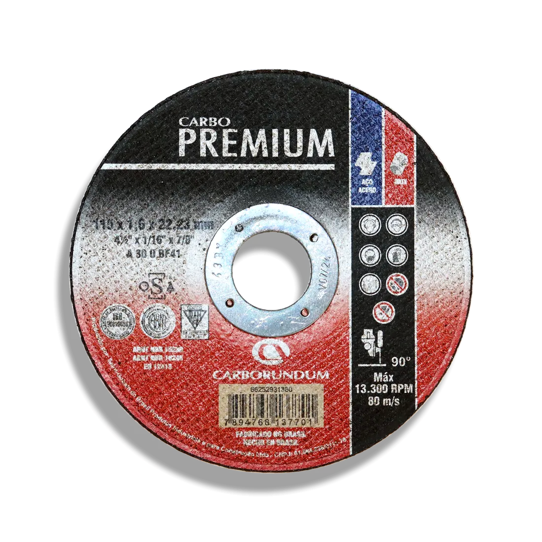 Disco Premier Carborundum Acero T41 Corte Metal 4-1/2"x1/16x7/8