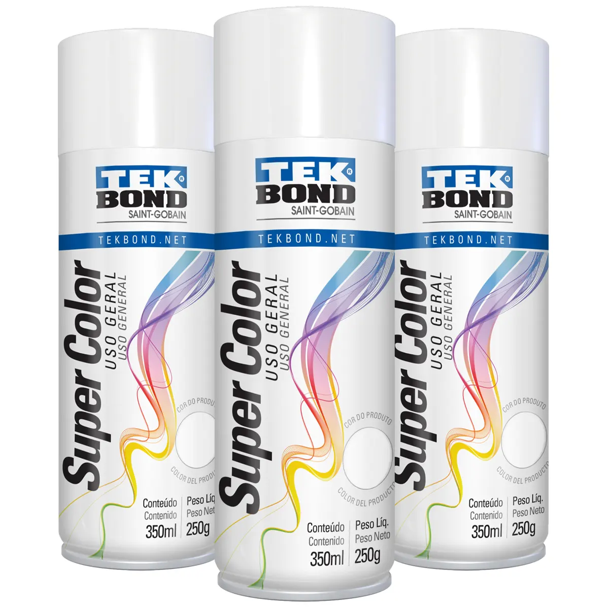 Pintura Aerosol Uso General Tek Bond Color Blanco Brillante - 350 ml/250 gr