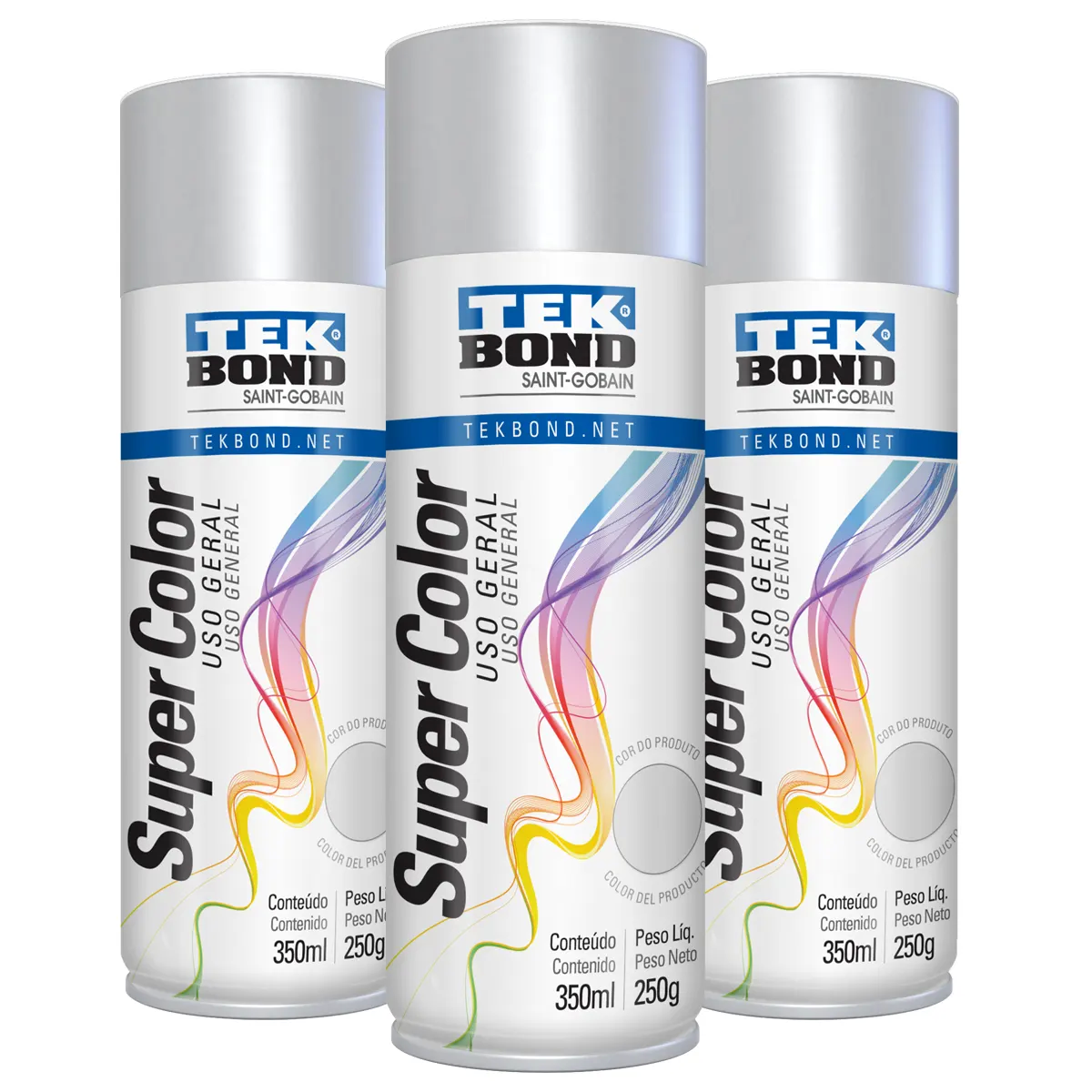 Pintura Aerosol Uso General Tek Bond Color Aluminio - 350 ml/250 gr