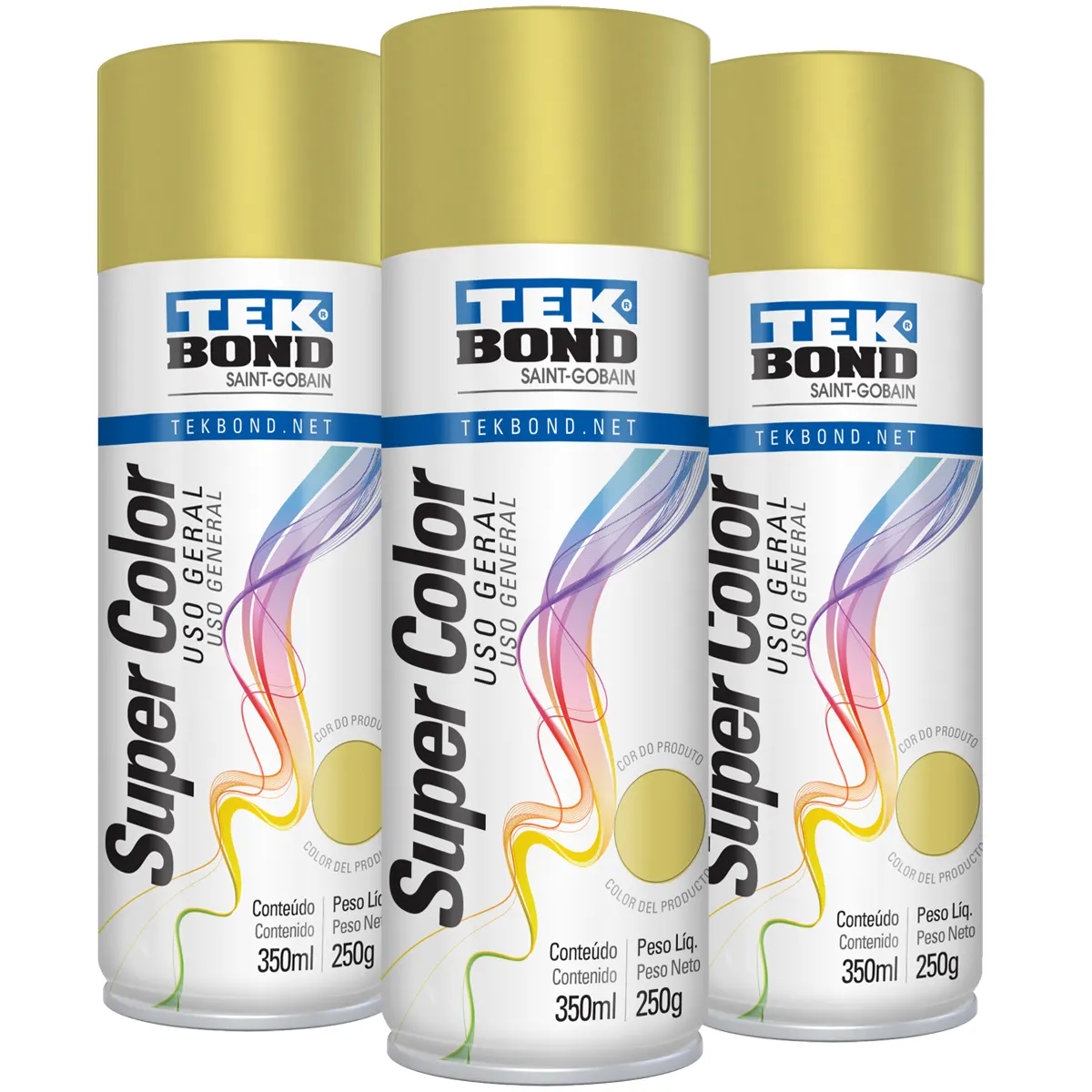 Pintura Aerosol Uso General Tek Bond Color Dorado - 350 ml/250 gr