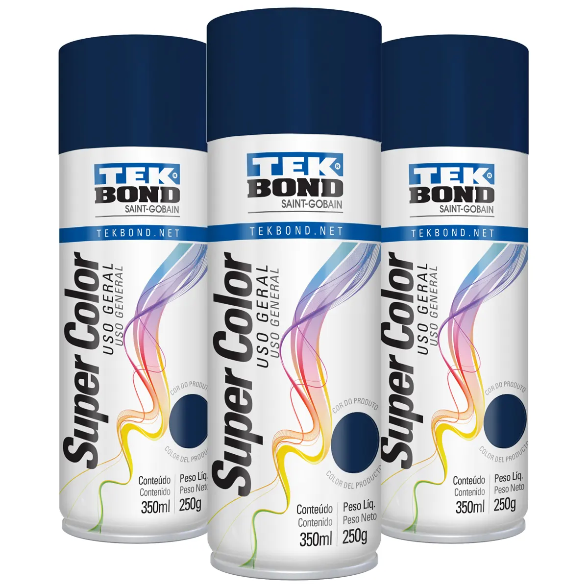 Pintura Aerosol Uso General Tek Bond Color Azul Oscuro - 350 ml/250 gr