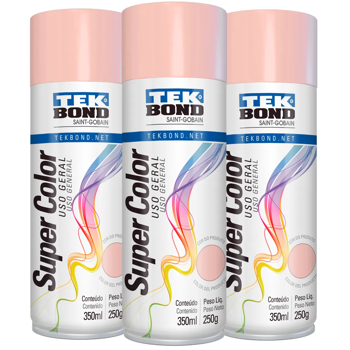 Pintura Aerosol Uso General Tek Bond Color Rosa - 350 ml/250 gr