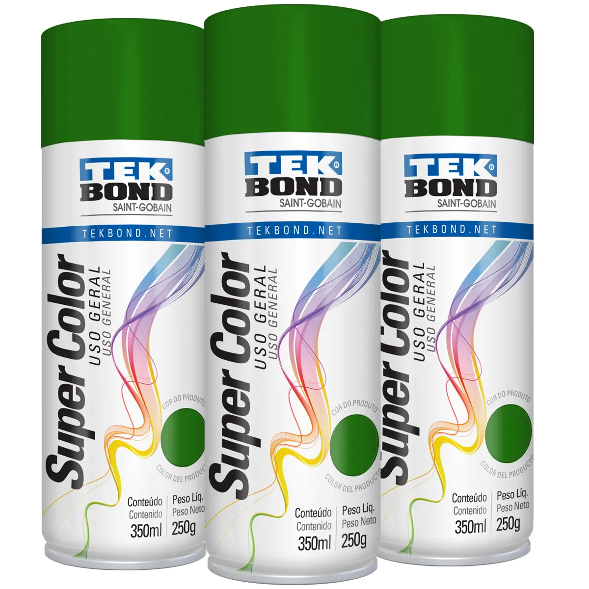 Pintura Aerosol Uso General Tek Bond Color Verde - 350 ml/250 gr