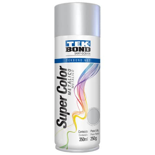 Pintura Aerosol Metalizada Tek Bond Color Plata Metalizado - 350 ml/250 gr