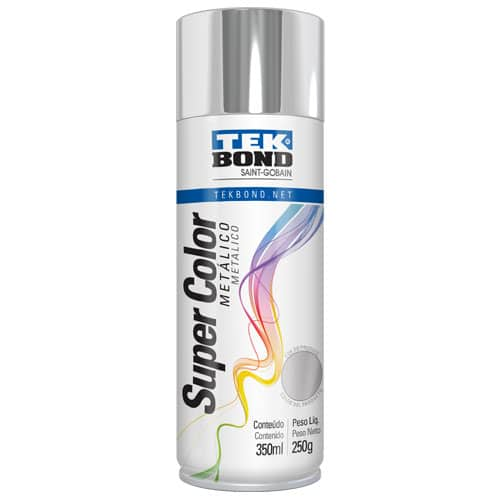 Pintura Aerosol Metalizada Tek Bond Color Cromado Metalizado - 350 ml/250 gr