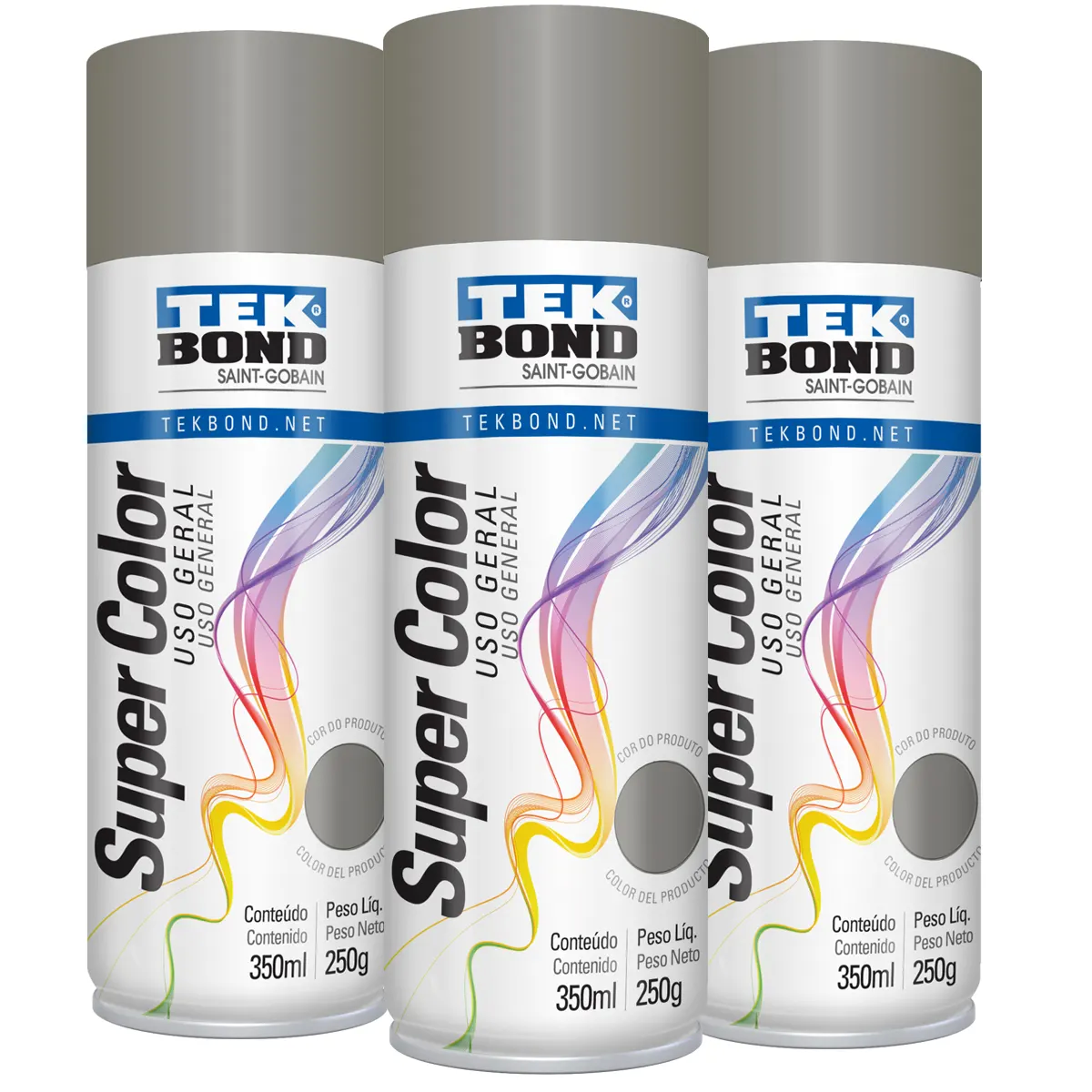 Pintura Aerosol Uso General Tek Bond Color Platina - 350 ml/250 gr