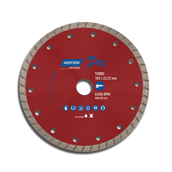 Disco Norton Pro Turbo Diamantado 7"Corte Concreto,Ladrillo 180x22,23
