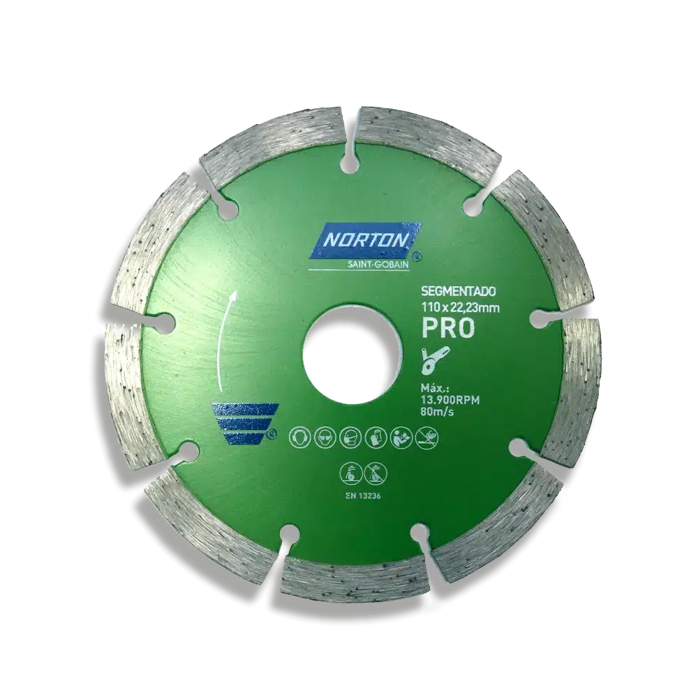 Disco Norton Pro 4 1/2" Diamantado Segmentado Corte Concreto/Ladrillo 110x22,23mm (66260183965)