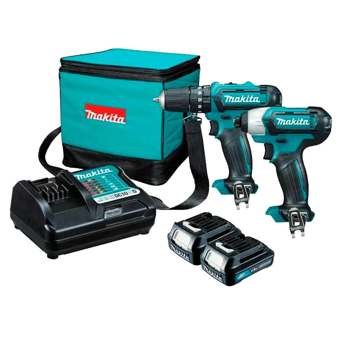Taladro Percutor Inalámbrico Makita 3/8" 30Nm HP333D + Atornillador de Impacto Inalámbrico Makita 110Nm TD110D 12V CLX228 